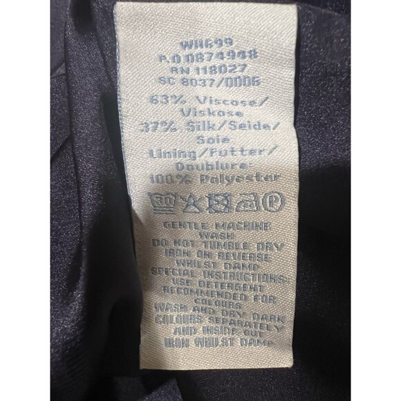 Boden Floral Sheath Silk Blend Roll Collar Dress Navy Size 8 - Picture 7 of 7